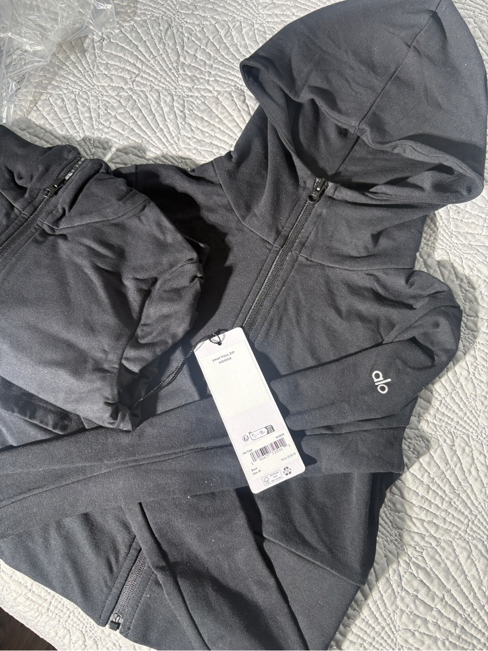 Alo Women's Sway Black Full-Zip Hoodie